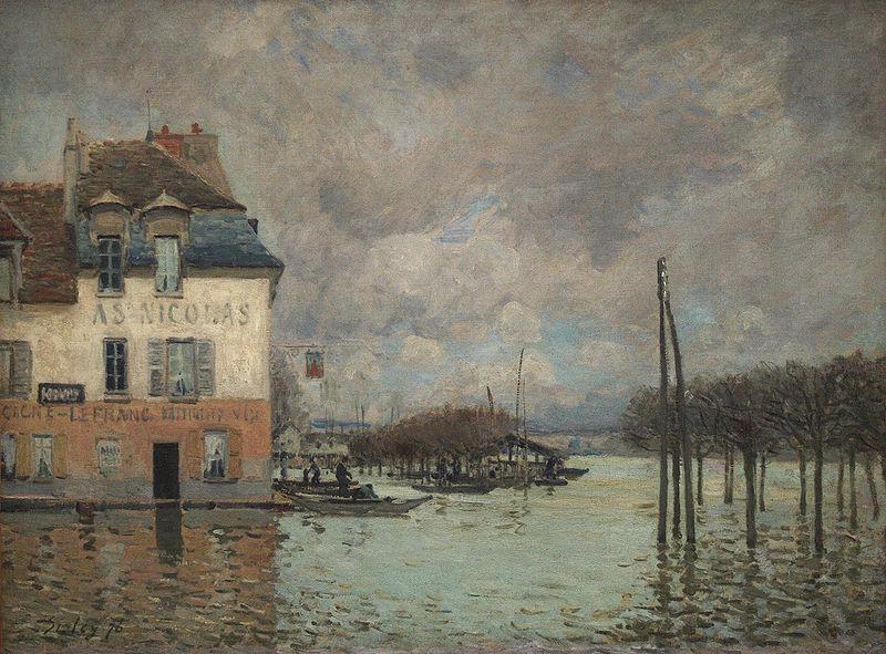 unknow artist L inondation a Port Marly Germany oil painting art